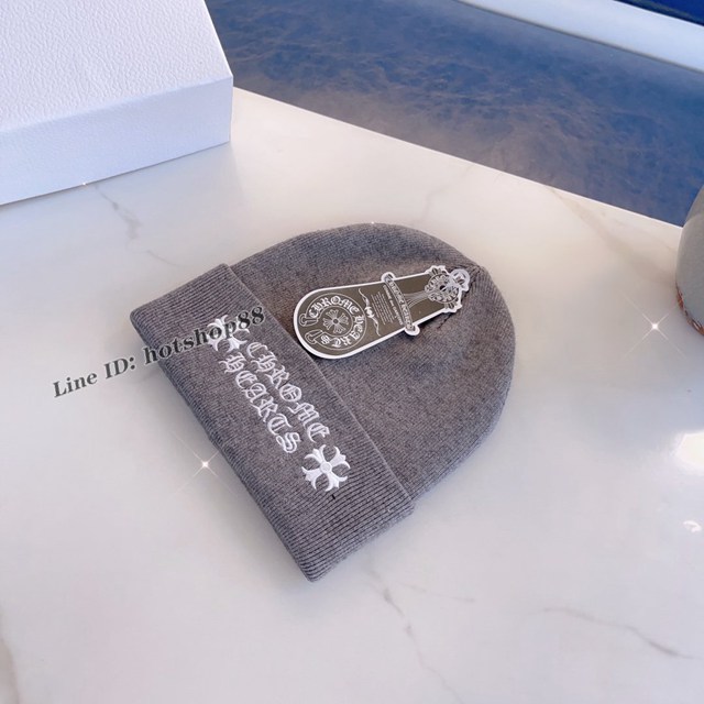 Chrome Hearts專櫃新款克羅心黑白時尚刺繡針織毛線帽 mmyj3224